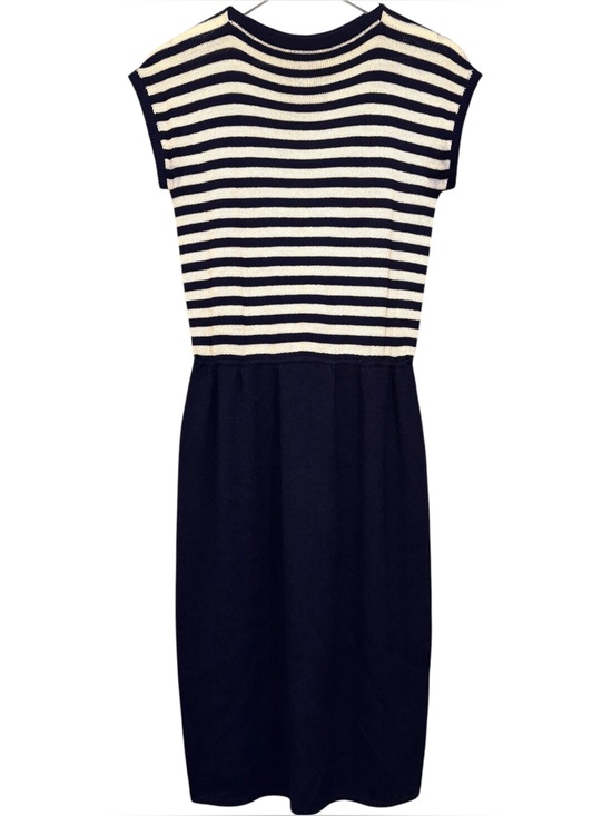 St. John Dresses & Skirts - St John by Marie Gray Vintage Striped Navy Blue Knit Midi Dress Size 6